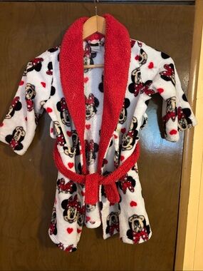 Disney Minnie Mouse Plush Robe in Red, White & Black
